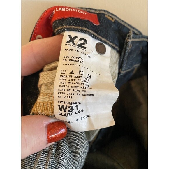 X2 Denim Laboratory Dark Wash Jeans Sz.4 Long Flare Leg - Picture 4 of 4